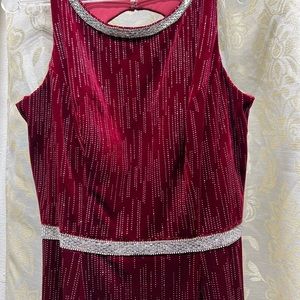 Velvet wine colored dress with silver accent Val Stefani 3757RE